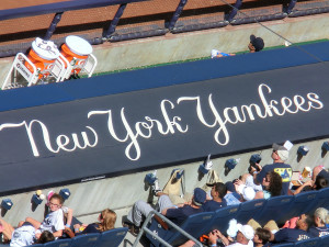 Spielerbank der New Yorker Yankees von oben